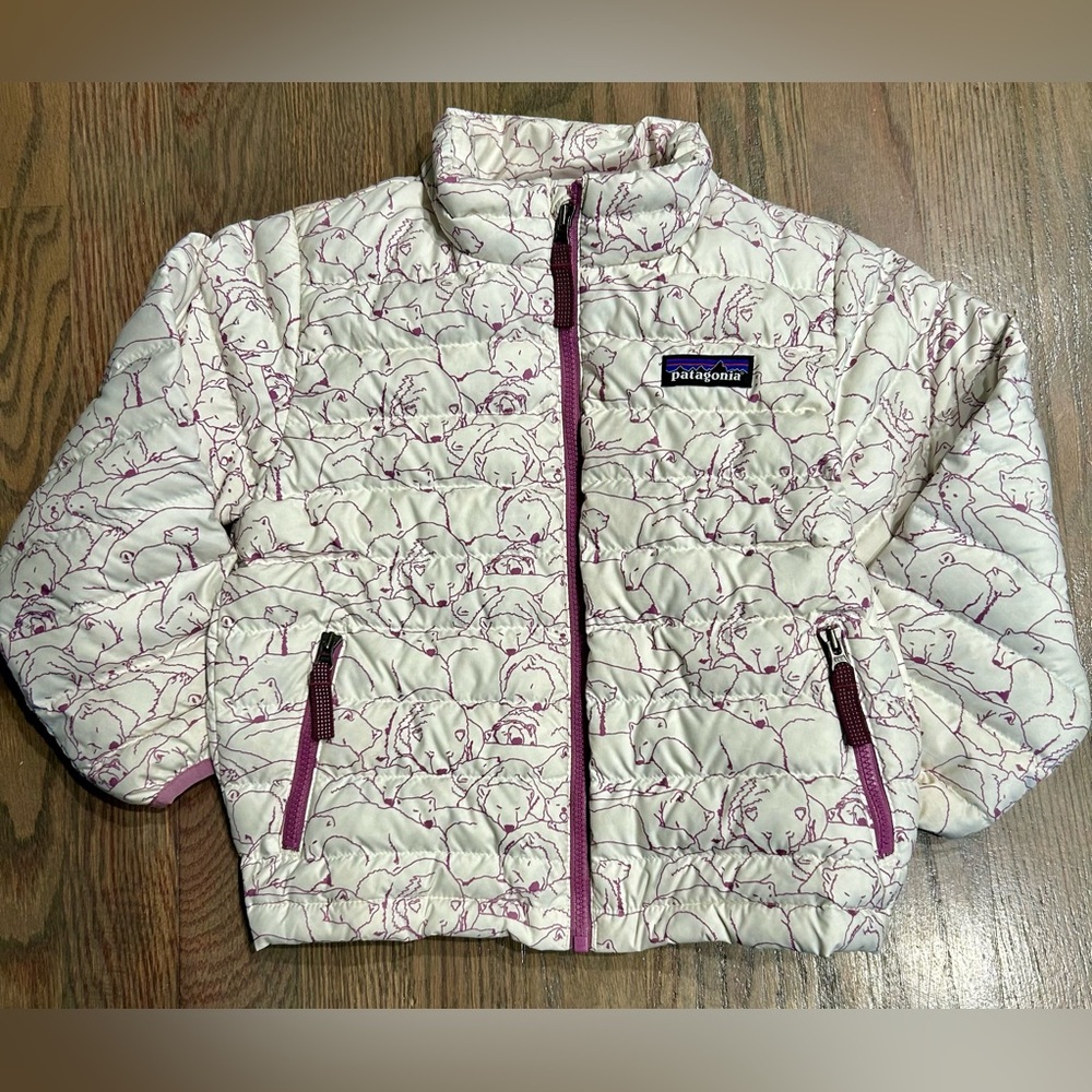 Patagonia Kids' White and Purple Puffer Jacket